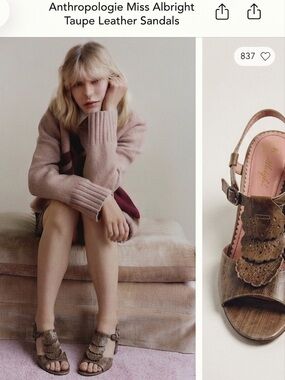 Anthropologie Miss Albright Taupe Leather Sandals